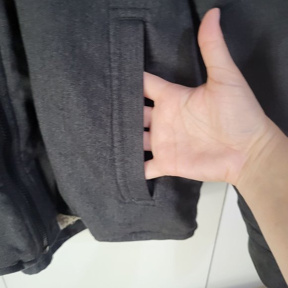 Eddie Bauer Men's Outdoor SZ LG Gray Black Sherpa Lined Zip Up Jacket - Picture 5 of 16